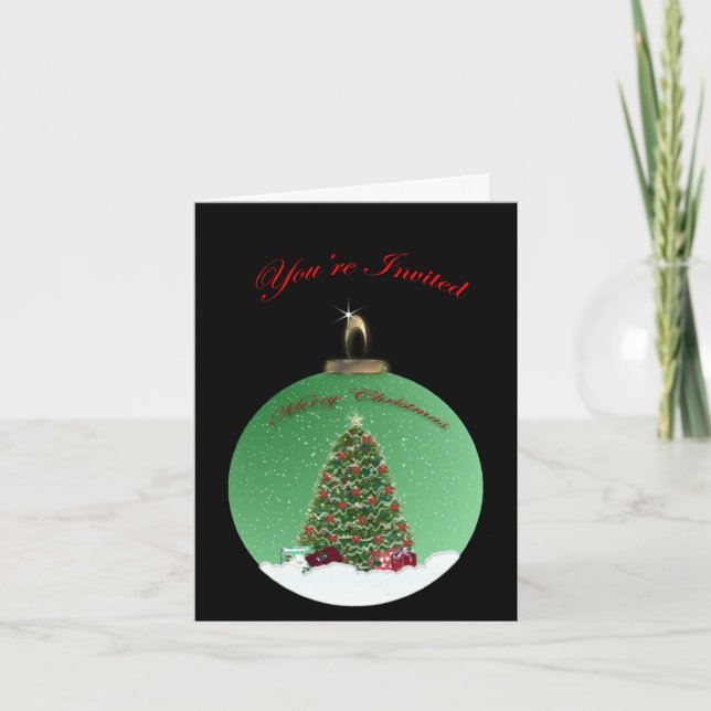 Green Snow Globe Invitation (Front)