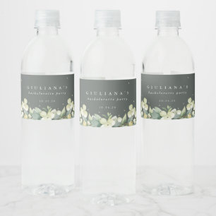 Green Snowberry+Eucalyptus Bachelorette/Shower Water Bottle Label