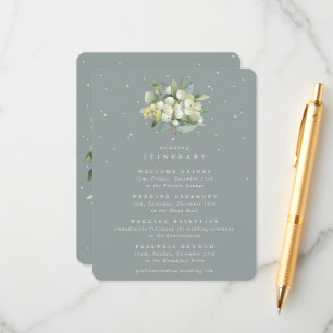 Green Snowberry+Eucalyptus Bouquet Itinerary Enclosure Card