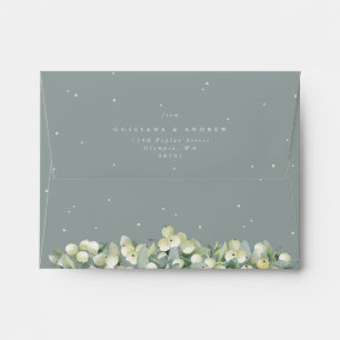 Green Snowberry+Eucalyptus Wedding A2 Enclosure Envelope