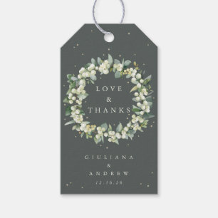 Green Snowberry+Eucalyptus Wedding Love & Thanks Gift Tags