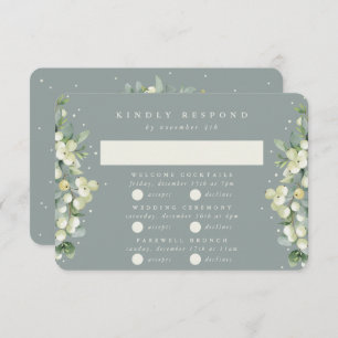 Green Snowberry+Eucalyptus Wedding Multi-Event RSVP Card