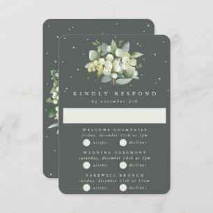 Green Snowberry+Eucalyptus Wedding Multi-Event RSVP Card