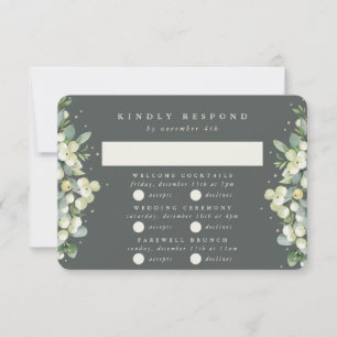 Green Snowberry+Eucalyptus Wedding Multi-Event RSVP Card
