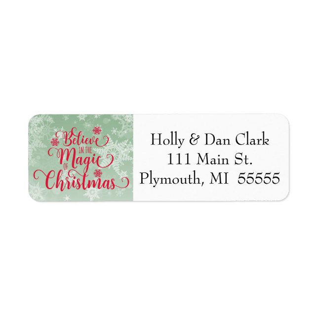 Green Snowflake Christmas Address Label Return Address Label (Front)