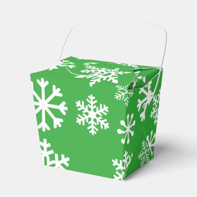 Green Snowflake Christmas Cookie Box (Front Side)
