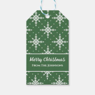 Green Snowflake Christmas Gift Tags Holiday Wrap