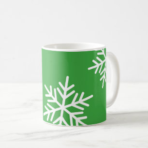 Green Snowflake Christmas Holiday Coffee Mug