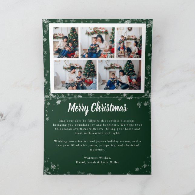 Green Snowflake Christmas Photo Card (Inside)