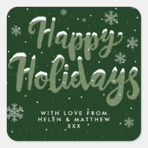 Green snowflake Happy Holidays sticker