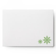 Green Snowflake Holiday Envelopes