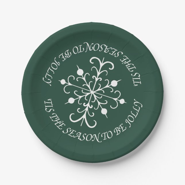 Green Snowflake Paper Plates (Front)