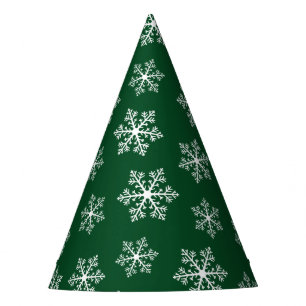 Green Snowflake Party Hats