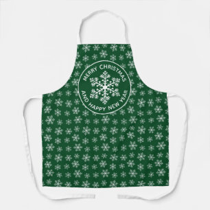 Green Snowflake Pattern Apron