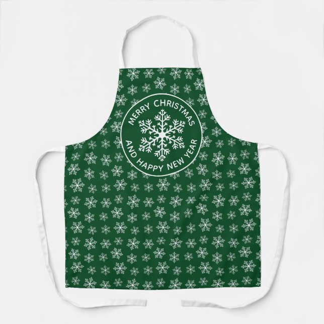 Green Snowflake Pattern Apron (Front)