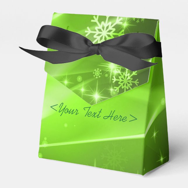 Green Snowflake Pattern Christmas Favour Box (Front Side)