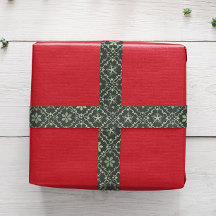 Green Snowflake Pattern Christmas  Satin Ribbon