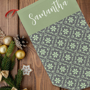 Green Snowflake Pattern Custom Christmas Small Christmas Stocking