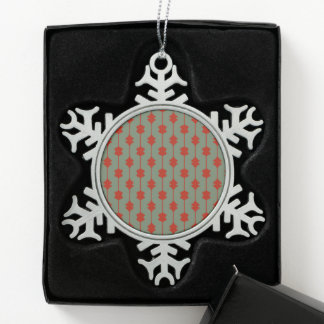 Green  snowflake pewter christmas ornament