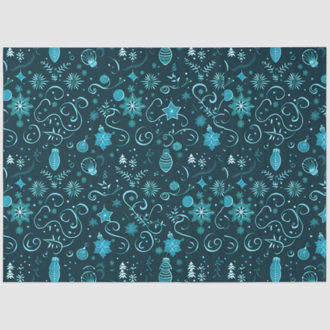 Green Snowflakes Christmas Ornaments Christmas Tissue Paper (Front)