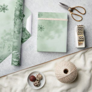 Green Snowflakes Christmas Wrapping Paper