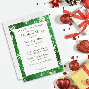 Green Snowflakes Festive Winter Christmas Party Invitation