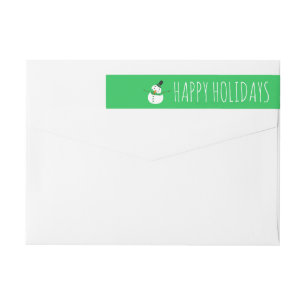 Green Snowman, Happy Holidays Wrap Around Label