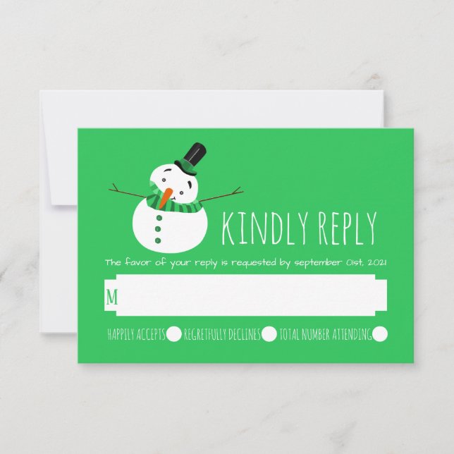 Green Snowman RSVP Card (Front)
