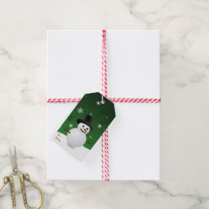 Green Snowman Winter Scenery Christmas Gift Tag