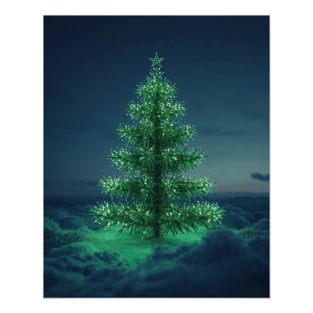 Green Snowy Christmas Tree Poster (Front)