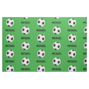Green Soccer Ball Custom Name Personalised Printed Fabric