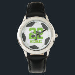 Green Soccer Ball Jersey Number Watch<br><div class="desc">Sports themed design perfect for boys and girls of all ages.</div>