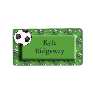 Green Soccer Ball Name Label