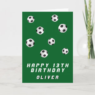 Green Soccer Balls Boy Happy Birthday Card