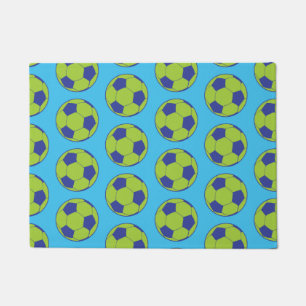 Green Soccer Balls Sports Lovers Football Players Doormat