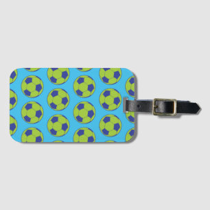 Green Soccer Balls Sports Lovers Football Players Luggage Tag