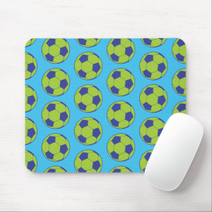Green Soccer Balls Sports Lovers Football Players Mouse Pad