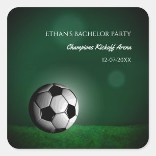 Green Soccer Birthday / Bachelor Party Square Sticker