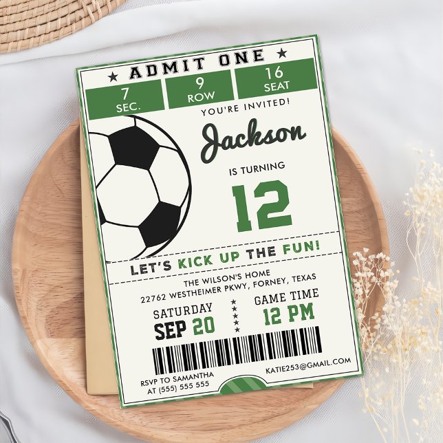 Green Soccer Birthday Invitation  (Creator Uploaded)