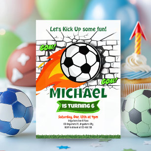 Green Soccer Birthday Party Invitation