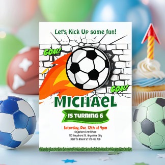 Green Soccer Birthday Party Invitation