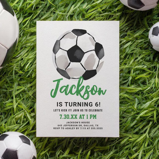 Green Soccer Boy Birthday Invitation (Creator Uploaded)