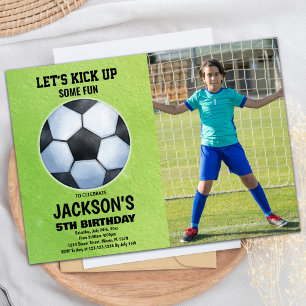 Green Soccer Floor Photo Soccer Birthday Invitation