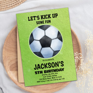 Green Soccer Floor Soccer Birthday Invitations