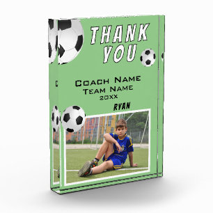 Green Soccer Football Ball Sports Coach Thank you Photo Block