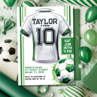 Green Soccer Sports Boy Jersey Kids Birthday Party