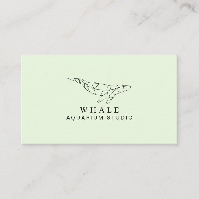 Green Soft Low Poly Aquarium Fish Whale Business Card (Front)