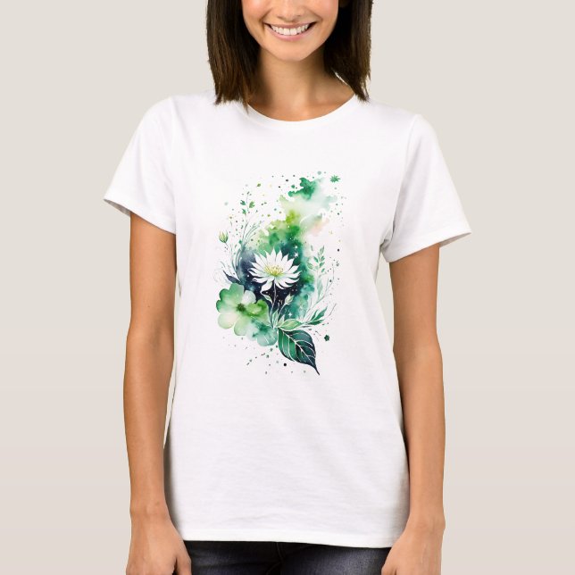 Green Space Flower T-Shirt (Front)