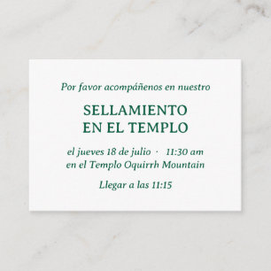 Green Spanish Minimalist Temple Sealing Invitation