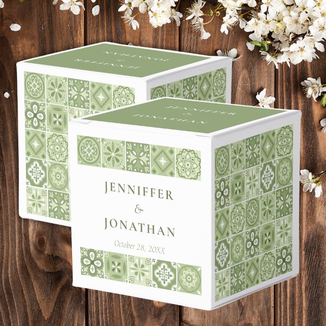 Green Spanish tiles Favour Box (Creator Uploaded)
